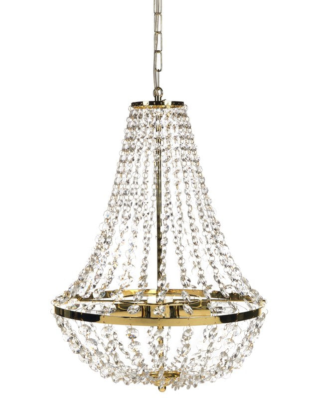 Chandelier Gold Iron Ceiling Lamp with Crystals Lighting Glamour Style Beliani