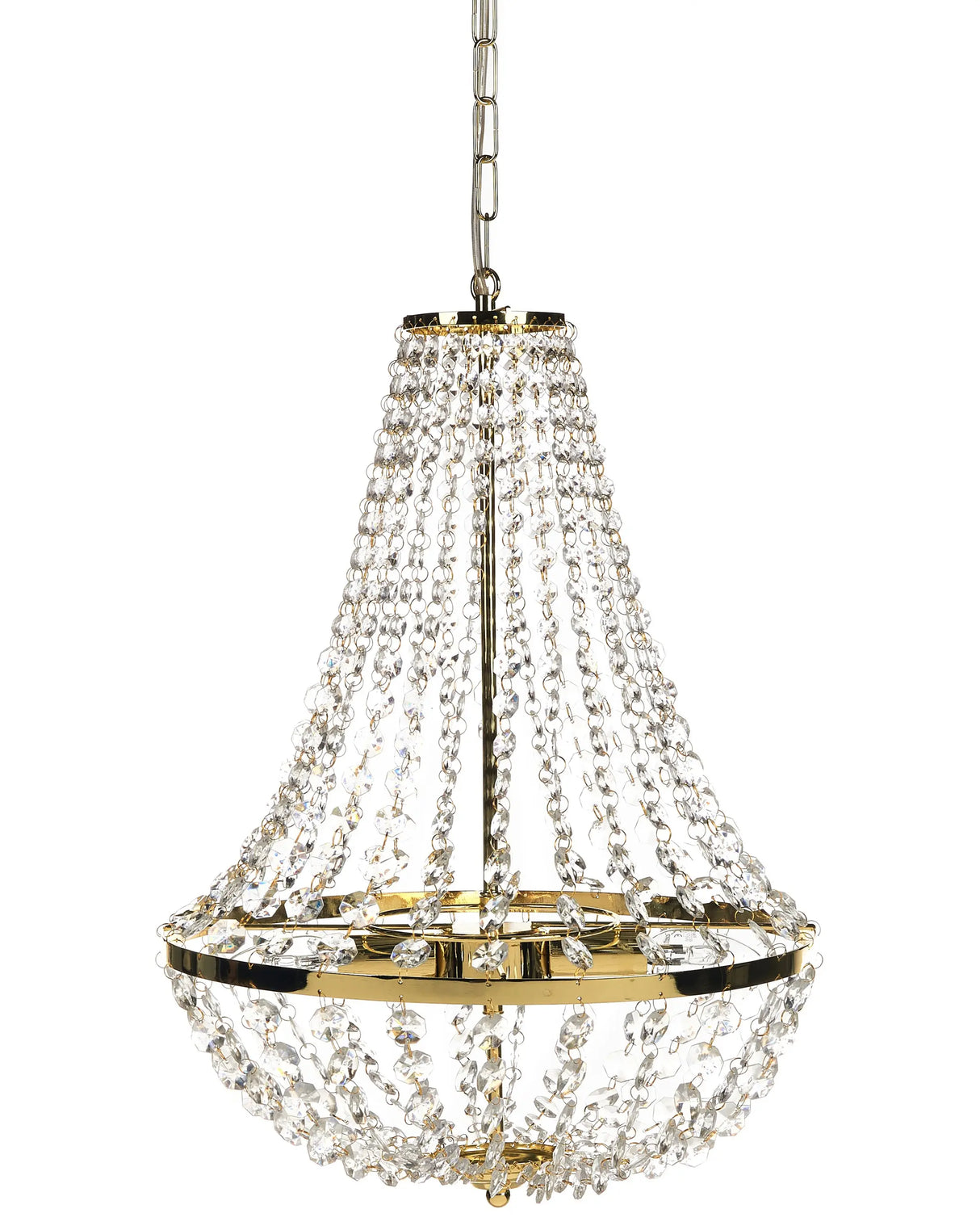 Chandelier Gold Iron Ceiling Lamp with Crystals Lighting Glamour Style Beliani
