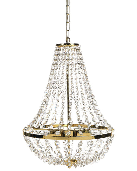 Chandelier Gold Iron Ceiling Lamp with Crystals Lighting Glamour Style Beliani