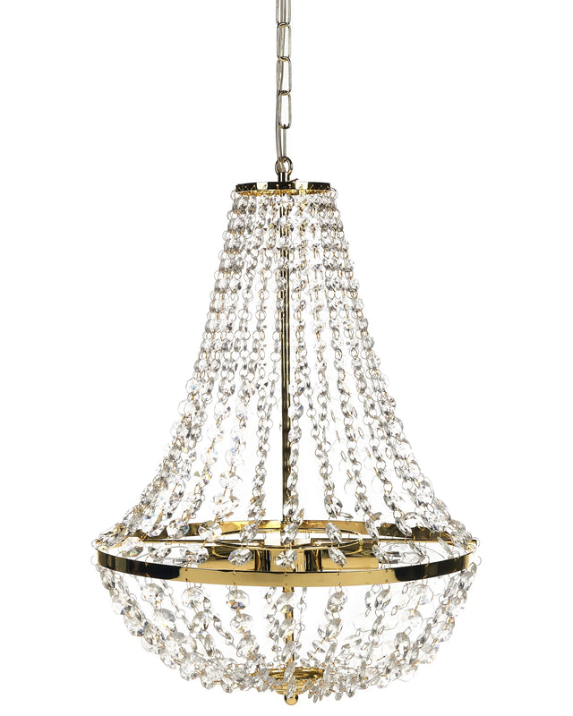 Chandelier Gold Iron Ceiling Lamp with Crystals Lighting Glamour Style Beliani