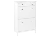 Shoe Storage Cabinet White MDF 2 Compartments Scandinavian Design Hallway Beliani