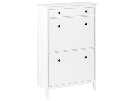 Shoe Storage Cabinet White MDF 2 Compartments Scandinavian Design Hallway Beliani