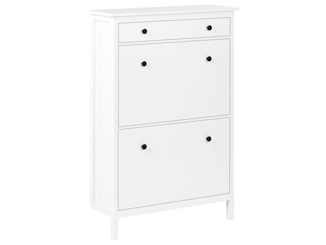 Shoe Storage Cabinet White MDF 2 Compartments Scandinavian Design Hallway Beliani