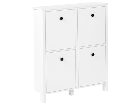Shoe Storage Cabinet White MDF 4 Compartments Scandinavian Design Hallway Beliani