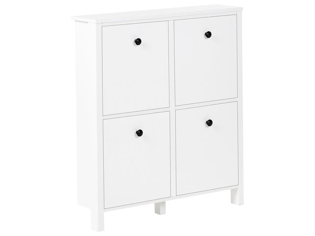 Shoe Storage Cabinet White MDF 4 Compartments Scandinavian Design Hallway Beliani