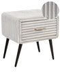 Bedside Table Light Grey Corduroy Jumbo Cord Upholstery Nightstand 1 Drawer Design Beliani