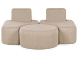 2 Seater Garden Sofa Set Beige Upholstered with Ottoman UV Resistant Quick Dry Foam Modern Outdoor Set Beliani