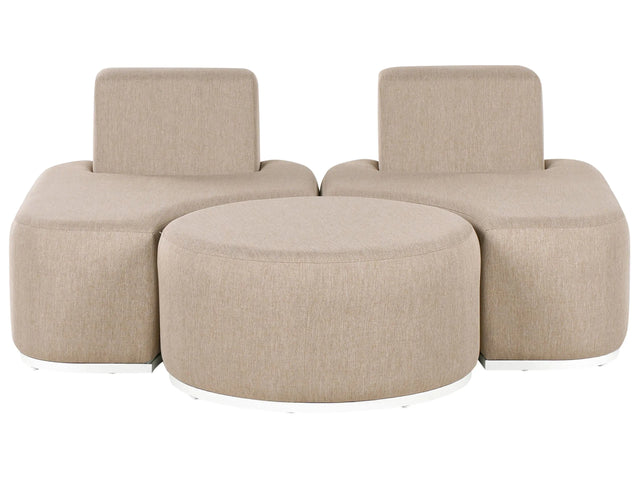 2 Seater Garden Sofa Set Beige Upholstered with Ottoman UV Resistant Quick Dry Foam Modern Outdoor Set Beliani