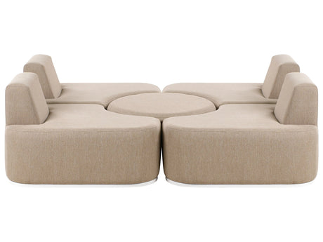 4 Seater Garden Sofa Set Beige Upholstered with Ottoman UV Resistant Quick Dry Foam Modern Outdoor Set Beliani