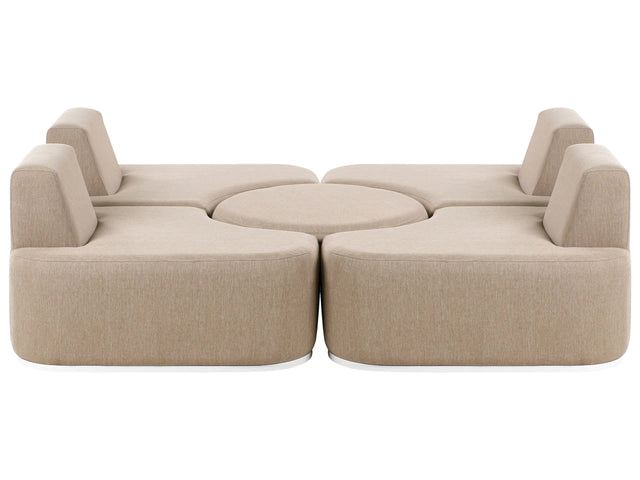 4 Seater Garden Sofa Set Beige Upholstered with Ottoman UV Resistant Quick Dry Foam Modern Outdoor Set Beliani