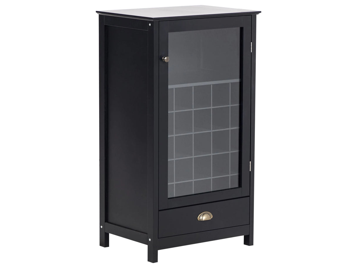 Sideboard Black MDF with Glass Fronts Shelves Wine Rack Traditional Style Sideboard Hallway Beliani