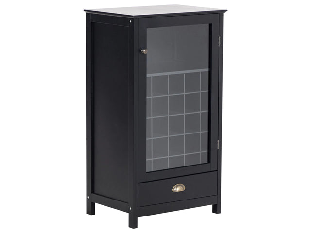 Sideboard Black MDF with Glass Fronts Shelves Wine Rack Traditional Style Sideboard Hallway Beliani