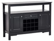 Sideboard Black MDF with Glass Fronts 2 Door Shelves Drawer Wine Rack Mediterranean Style Sideboard Hallway Beliani