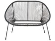 Garden Bench Black PE Rattan Steel 114 cm Round Papasan Modern Living Room Beliani