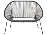 Garden Bench Black PE Rattan Steel 114 cm Round Papasan Modern Living Room Beliani