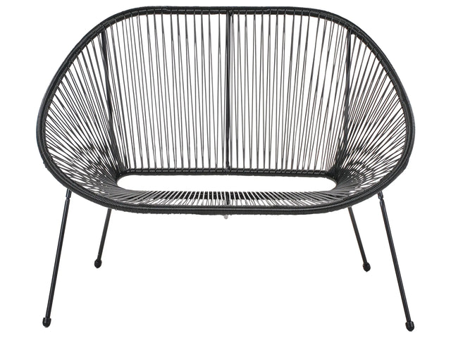 Garden Bench Black PE Rattan Steel 114 cm Round Papasan Modern Living Room Beliani
