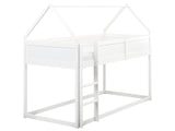 Kids Loft Bed White Pine Wood MDF EU Single Size with Slatted Frame Bed for Toddler Beliani