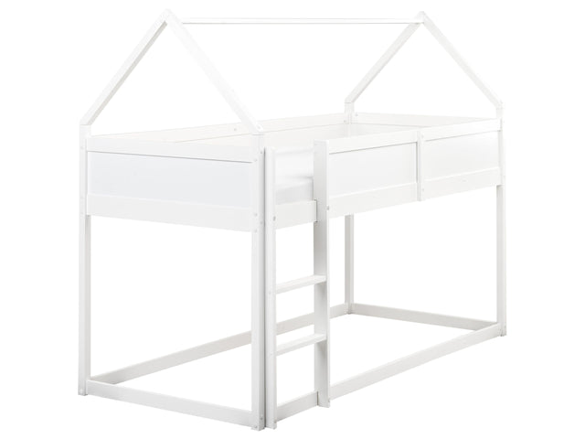 Kids Loft Bed White Pine Wood MDF EU Single Size with Slatted Frame Bed for Toddler Beliani