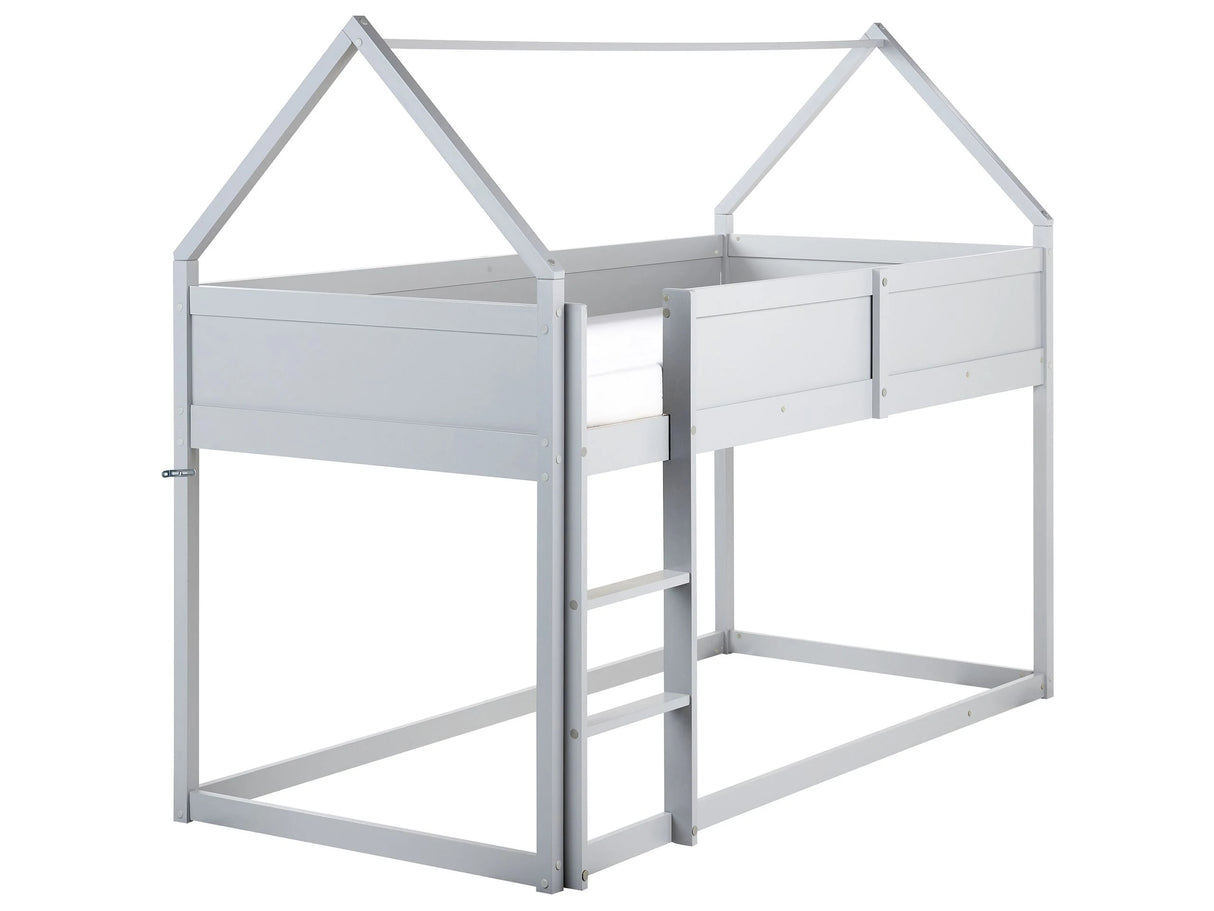 Kids Loft Bed Grey Pine Wood MDF EU Single Size with Slatted Frame Bed for Toddler Beliani