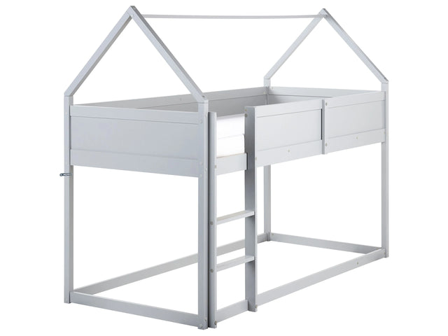 Kids Loft Bed Grey Pine Wood MDF EU Single Size with Slatted Frame Bed for Toddler Beliani
