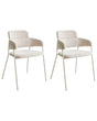 Set of 2 Dining Accent Chairs Light Beige Upholstery with Armrests Metal Base Modern Design Beliani