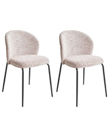 Set of 2 Dining Accent Chairs Beige Upholstery without Armrests Metal Base Retro Design Beliani