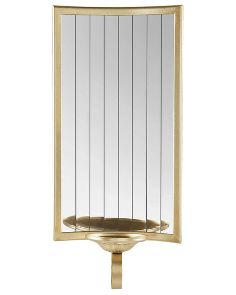 Wall Candle Holder Gold Iron Modern Minimalistic Design Decoration with Mirror Beliani