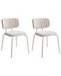 Set of 2 Dining Accent Chairs Light Beige Upholstery without Armrests Metal Base Modern Design Beliani