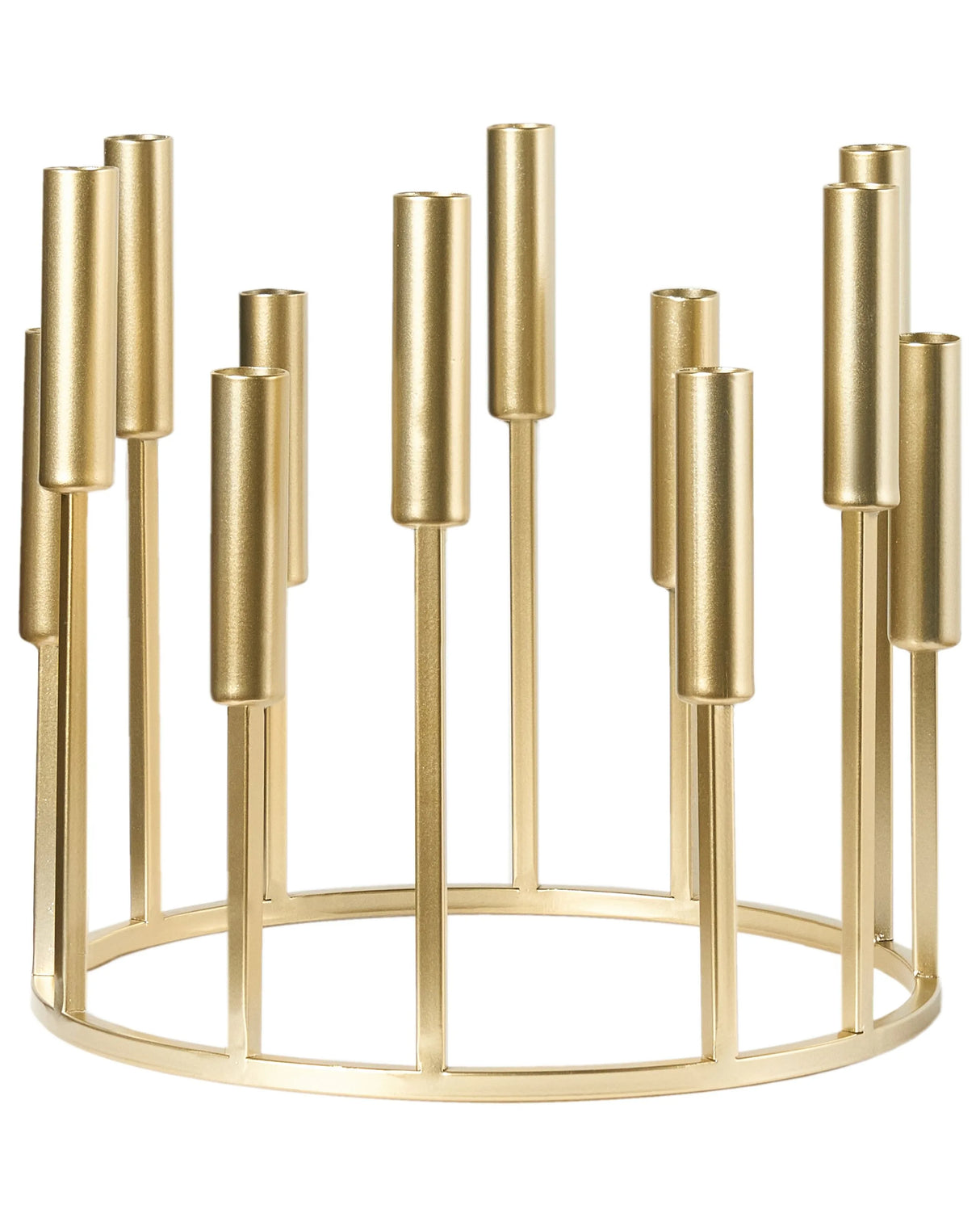 Candle Holder Gold 12 Arm Round Base Iron Modern Minimalistic Design Decoration Beliani