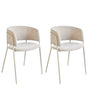 Set of 2 Dining Accent Chairs Light Beige Upholstery with Armrests Metal Base Modern Design Beliani