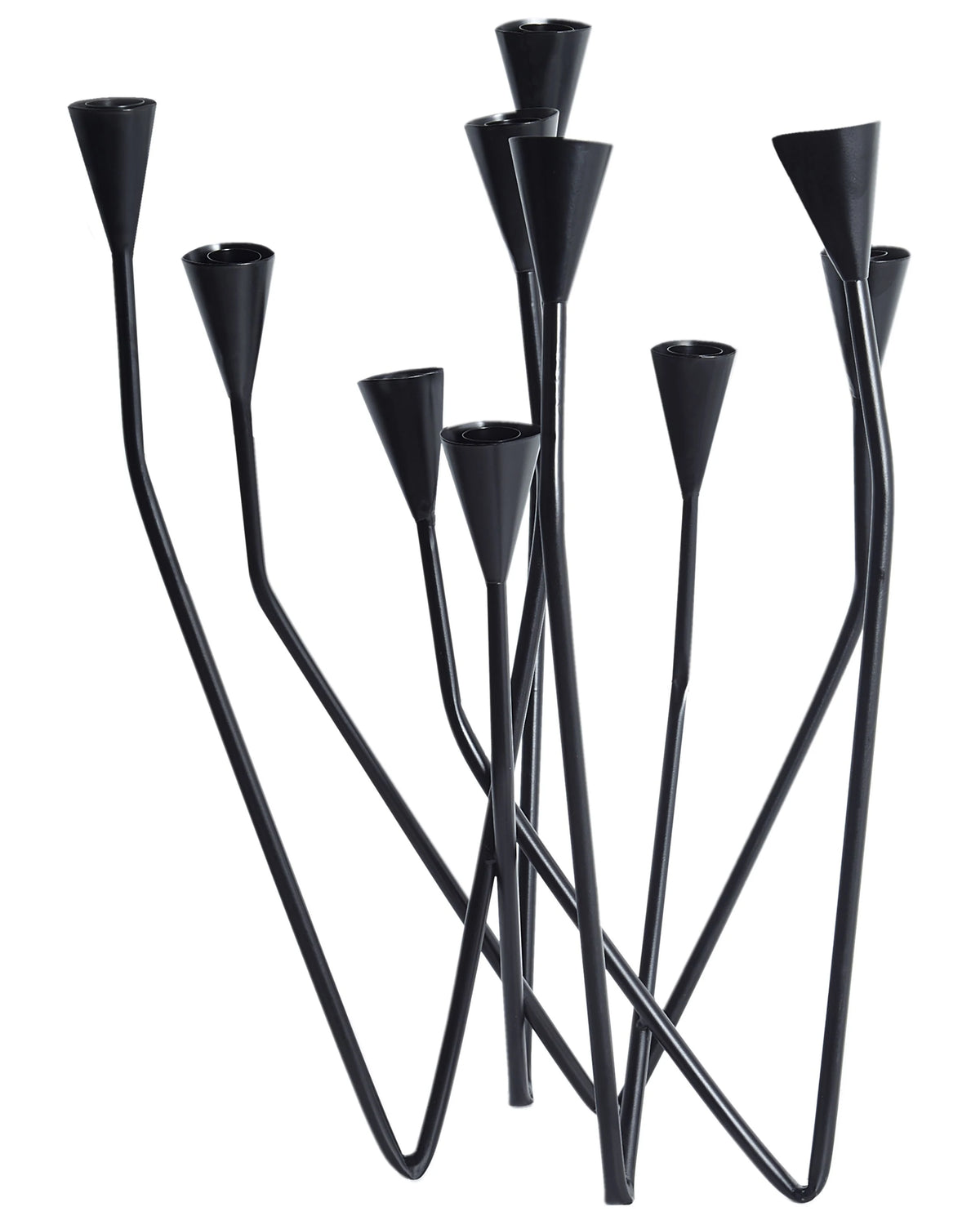 Candle Holder Black 10 Arm Iron Modern Minimalistic Design Decoration Beliani