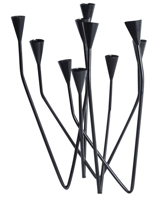 Candle Holder Black 10 Arm Iron Modern Minimalistic Design Decoration Beliani
