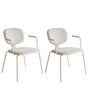 Set of 2 Dining Accent Chairs Light Beige Upholstery with Armrests Metal Base Modern Design Beliani