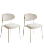 Set of 2 Dining Accent Chairs Light Beige Upholstery without Armrests Metal Base Modern Design Beliani