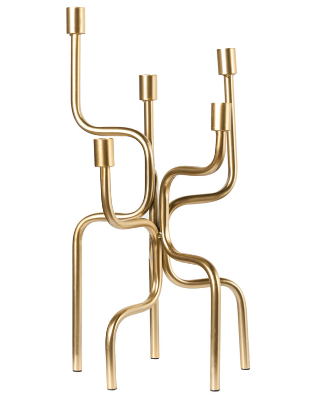 Candle Holder Gold 5 Arm Iron Modern Minimalistic Design Decoration Beliani