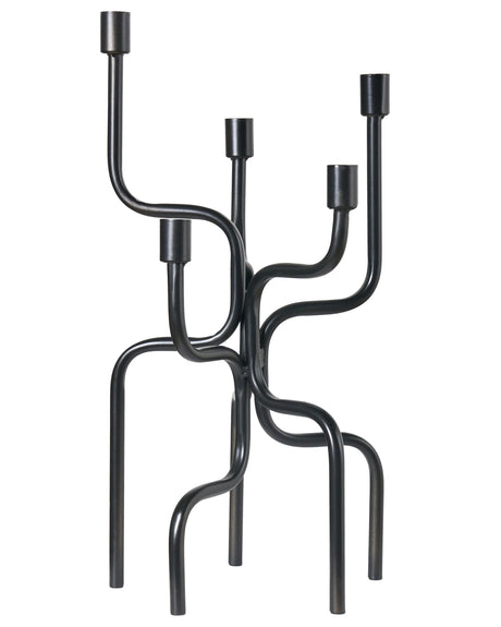 Candle Holder Black 5 Arm Iron Modern Minimalistic Design Decoration Beliani