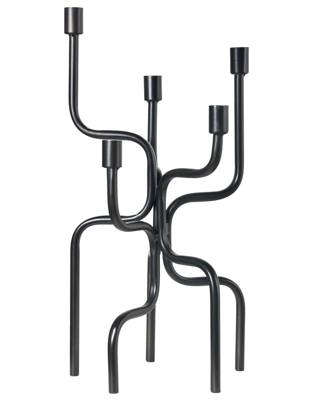 Candle Holder Black 5 Arm Iron Modern Minimalistic Design Decoration Beliani