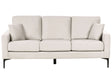 Sofa Light Beige Fabric 3 Seater Cushioned Seat and Back Metal Legs with Throw Pillows Beliani