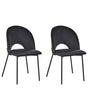 Set of 2 Dining Chairs Black Velvet Upholstery Black Legs Retro Glamour Beliani