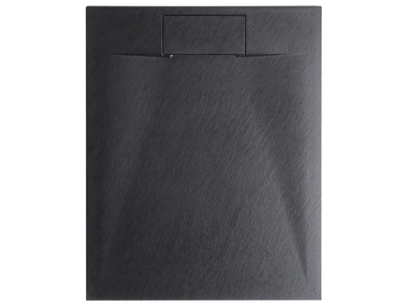 Shower Tray with Drain Black SMC 80 x 100 x 3 cm Minimalist Natural Stone Effect Beliani