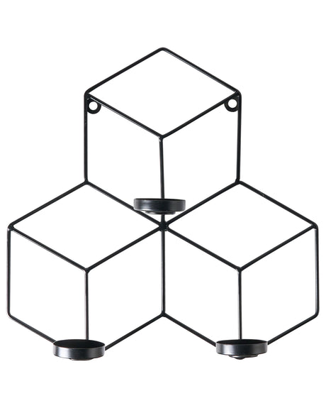 Wall Candle Holder Black Metal 31 cm Modern Centerpiece Decoration Beliani