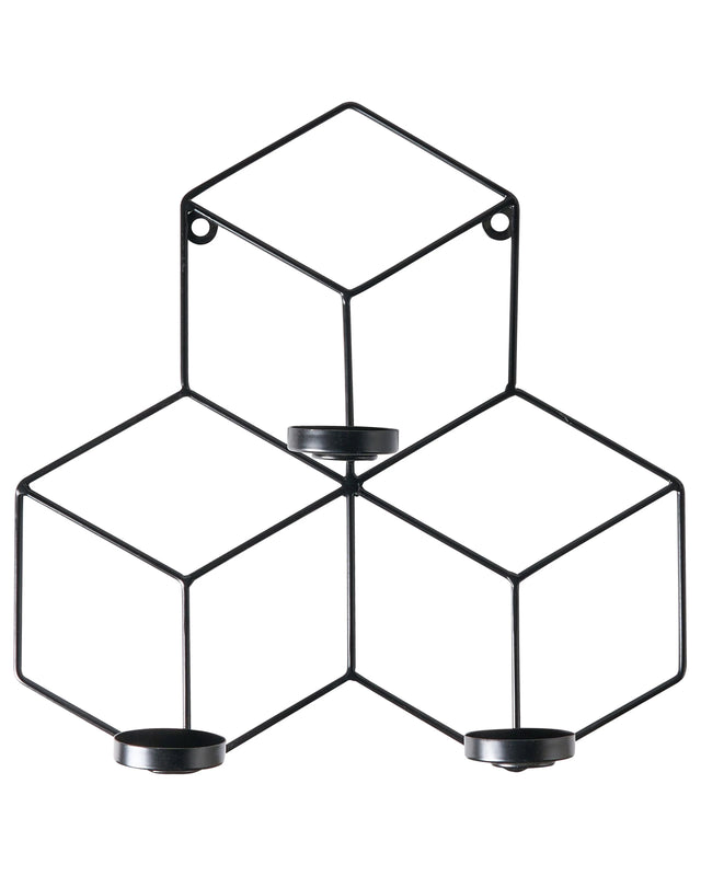 Wall Candle Holder Black Metal 31 cm Modern Centerpiece Decoration Beliani
