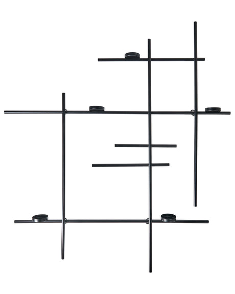 Wall Candle Holder Black Metal 60 cm Modern Centerpiece Decoration Beliani