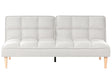 Sofa Bed Off-White Easy Clean Fabric 3-Seater Reclining Back Quilted Simple Sleeper Couch Click-Clack Beliani