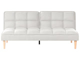 Sofa Bed Off-White Easy Clean Fabric 3-Seater Reclining Back Quilted Simple Sleeper Couch Click-Clack Beliani