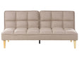 Sofa Bed Light Brown Easy Clean Fabric 3-Seater Reclining Back Quilted Simple Sleeper Couch Click-Clack Beliani