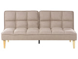 Sofa Bed Light Brown Easy Clean Fabric 3-Seater Reclining Back Quilted Simple Sleeper Couch Click-Clack Beliani
