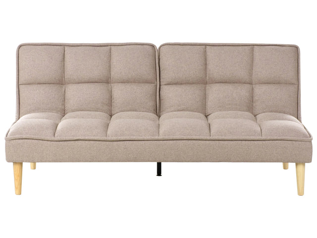 Sofa Bed Light Brown Easy Clean Fabric 3-Seater Reclining Back Quilted Simple Sleeper Couch Click-Clack Beliani