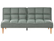 Sofa Bed Light Green Easy Clean Fabric 3-Seater Reclining Back Quilted Simple Sleeper Couch Click-Clack Beliani