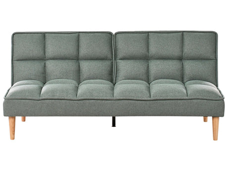 Sofa Bed Light Green Easy Clean Fabric 3-Seater Reclining Back Quilted Simple Sleeper Couch Click-Clack Beliani